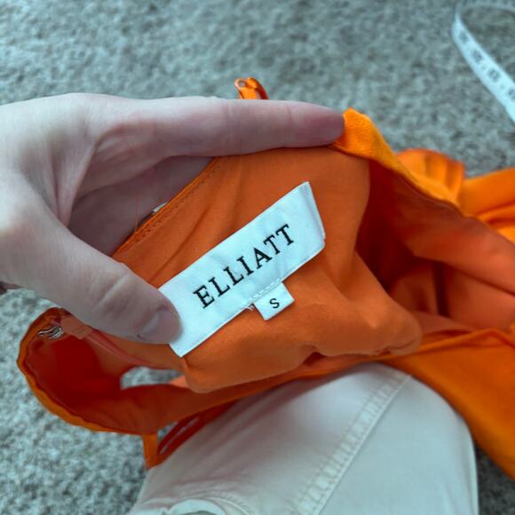 ELIATT Visitant Satin Maxi Dress in Papaya Orange Cut Out Maxi Sz S - Picture 8 of 16